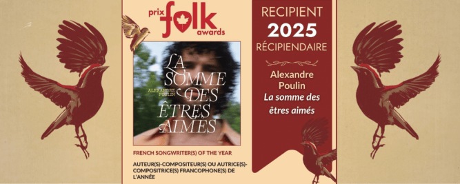 Alexandre Poulin de nouveau couronn&eacute; aux Canadian Folk Music Awards
